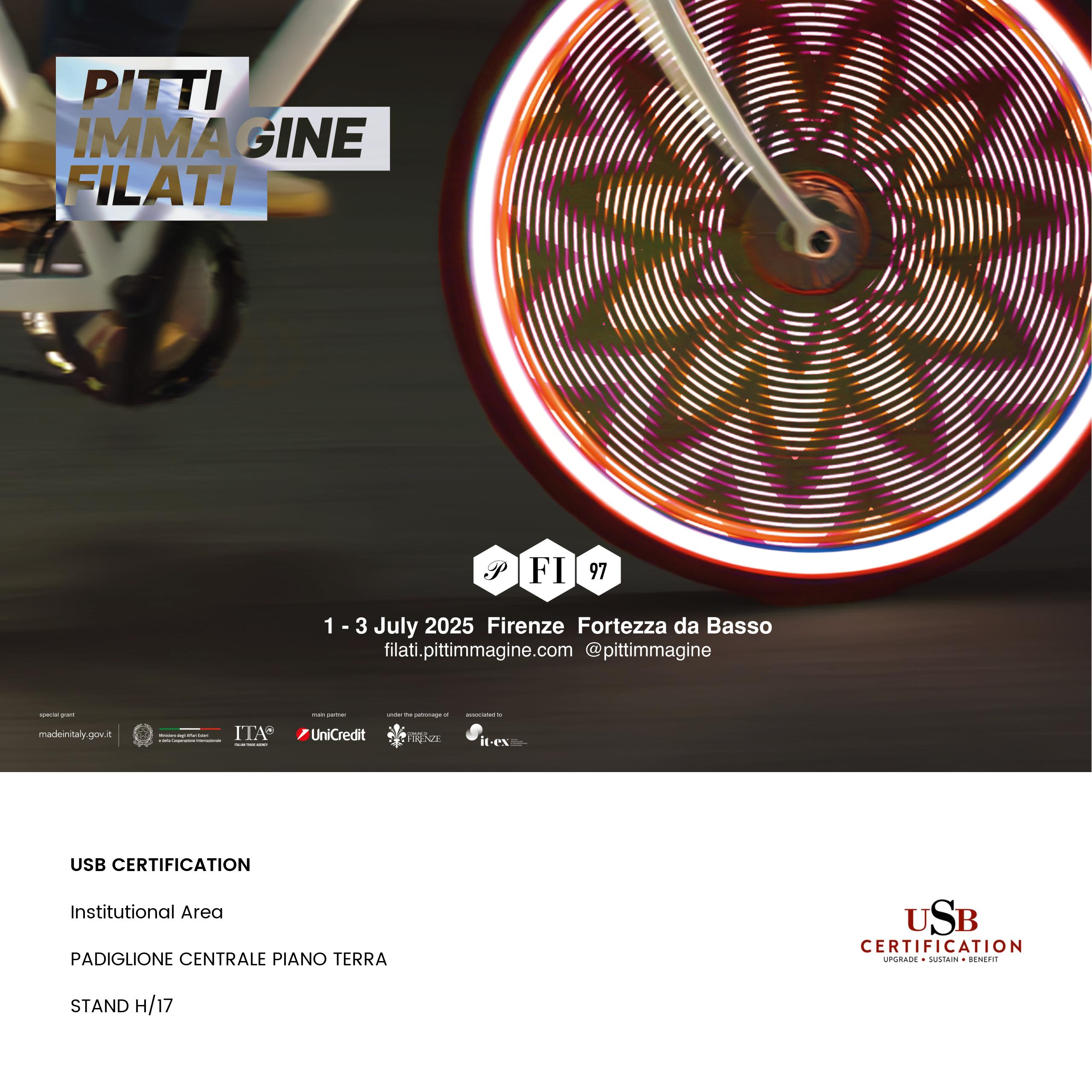 USB Certification olarak, Floransa'da gerçekleşecek olan Pitti Immagine Filati fuarına katılıyoruz